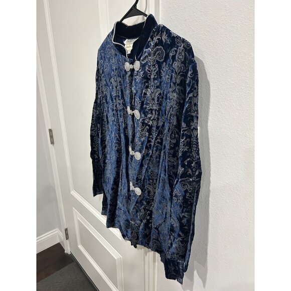 Periphery Neiman Marcus Velvet Brocade Jacket Blue Sz Medium Goth Steampunk - Picture 3 of 9